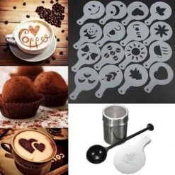 SVH Company RVS Cappuccino Set Cacao Strooier Koffie Sjablonen Barista Tools - 18 Delig -Koffieverkoopwinkel 1200x1200 487