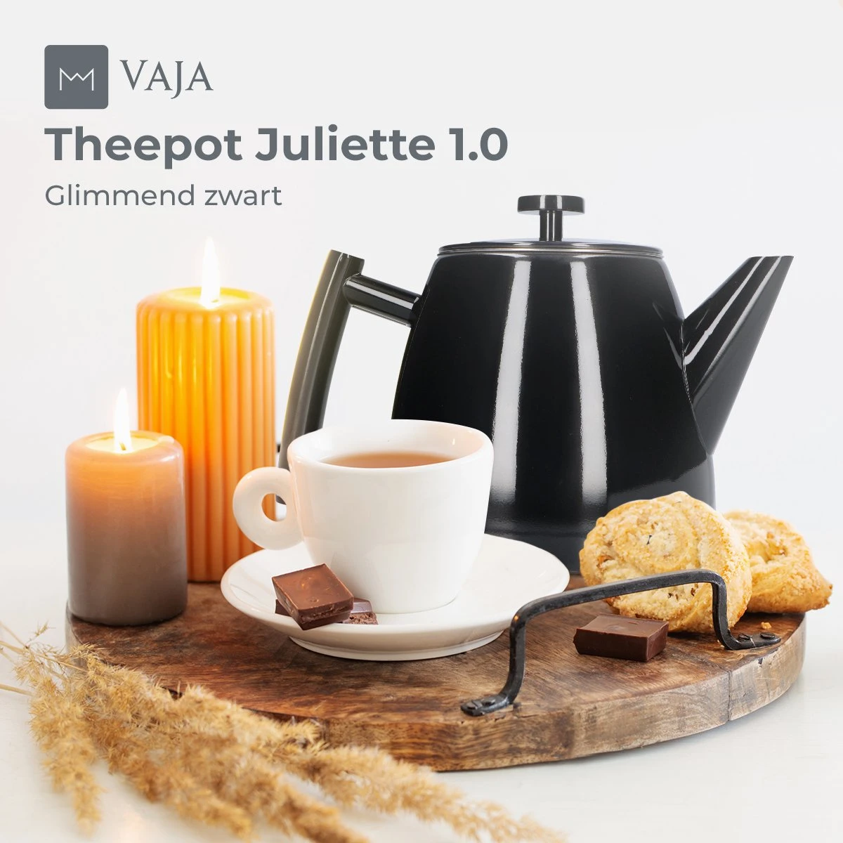 Vaja® Theepot Juliette Met Filter - Dubbelwandig -Theekan 1.0L - Glimmend Zwart 8 Vaja® Theepot Juliette Met Filter - Dubbelwandig -Theekan 1.0L - Glimmend Zwart - Afbeelding 6