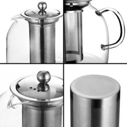 Monzana Theepot Glas - Met Theepotverwarmer – Voor 1,5 Liter RVS Zeef -Koffieverkoopwinkel 1200x1200 581