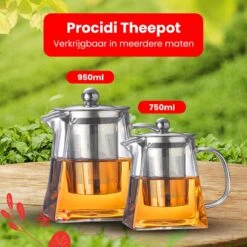 Procidi® Glazen Theepot Met Filter - Theekan Met Infuser - Dubbelwandig Borosilicaat Glas - Thee Thermoskan - Koffiekan 750 ML - Teapot -Koffieverkoopwinkel 1200x1200 643