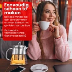 Procidi® Glazen Theepot Met Filter - Theekan Met Infuser - Dubbelwandig Borosilicaat Glas - Thee Thermoskan - Koffiekan 750 ML - Teapot -Koffieverkoopwinkel 1200x1200 646