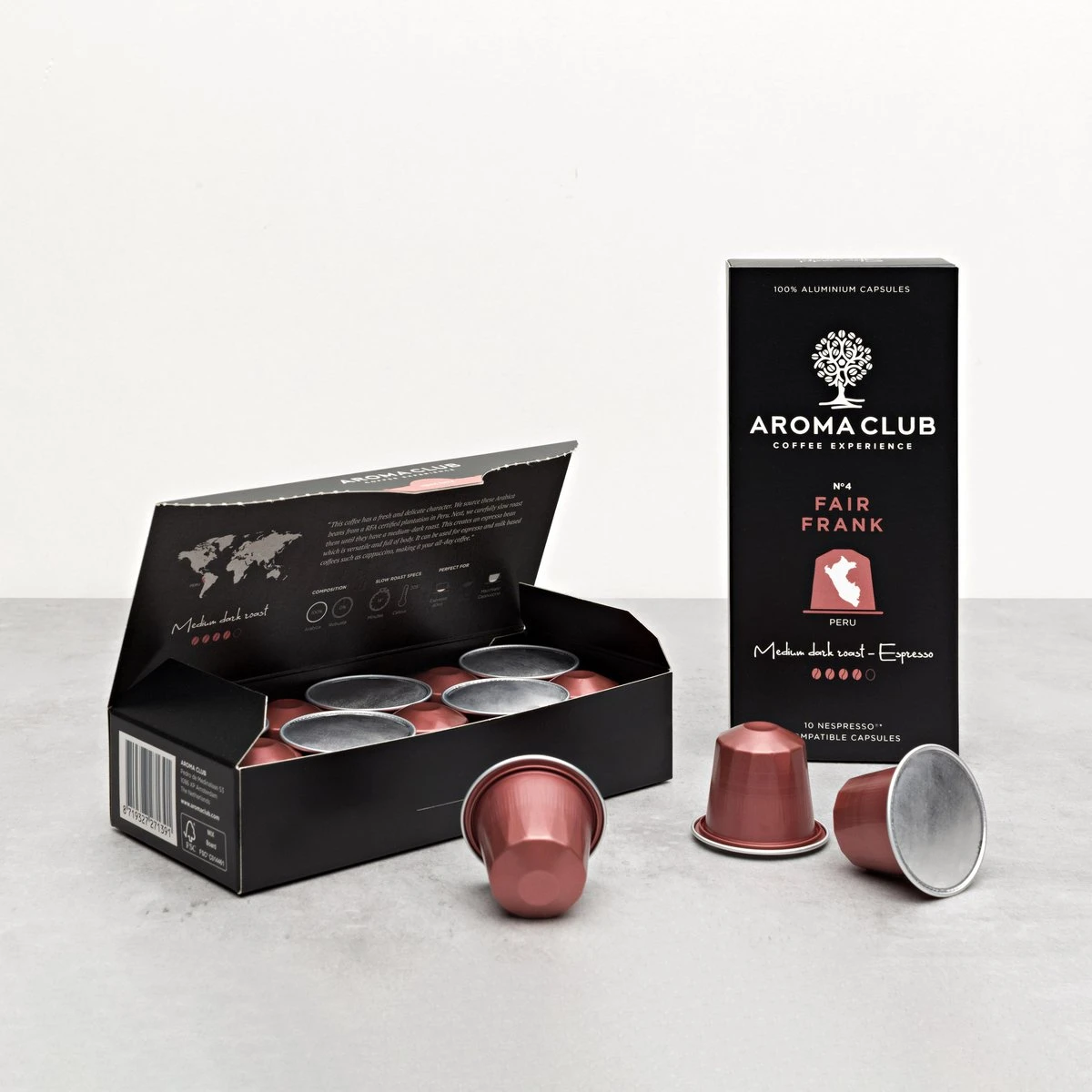 Aroma Club - Nespresso Compatible Capsules (120 St.) - No. 4 Fair Frank - Intensiteit 4/5 - Espresso - 100% Aluminium Koffiecups 4 Aroma Club - Nespresso Compatible Capsules (120 St.) - No. 4 Fair Frank - Intensiteit 4/5 - Espresso - 100% Aluminium Koffiecups - Afbeelding 2