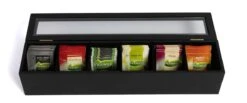 CasaLupo Theedoos Zwart 6-vaks - Met Fluweel - 43 X 9 Cm -Koffieverkoopwinkel 1200x500