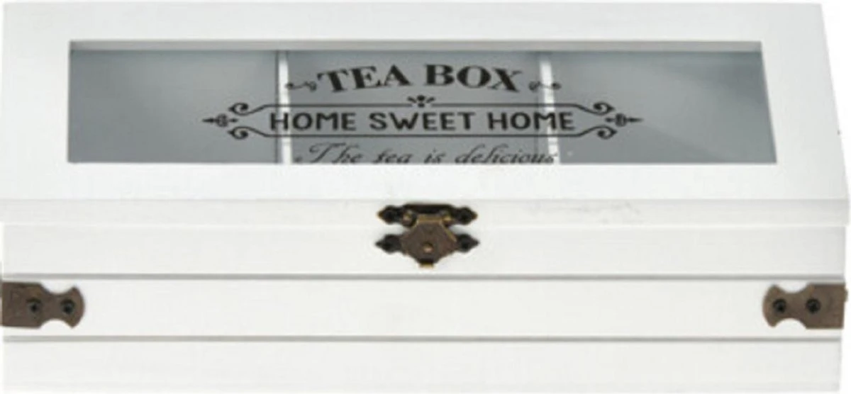 Excellent Houseware Houten Theedoos/theekist Met 3 Vakken - 24 X 9 X 9 Cm - Wit - Theedozen 5 Excellent Houseware Houten Theedoos/theekist Met 3 Vakken - 24 X 9 X 9 Cm - Wit - Theedozen - Afbeelding 3