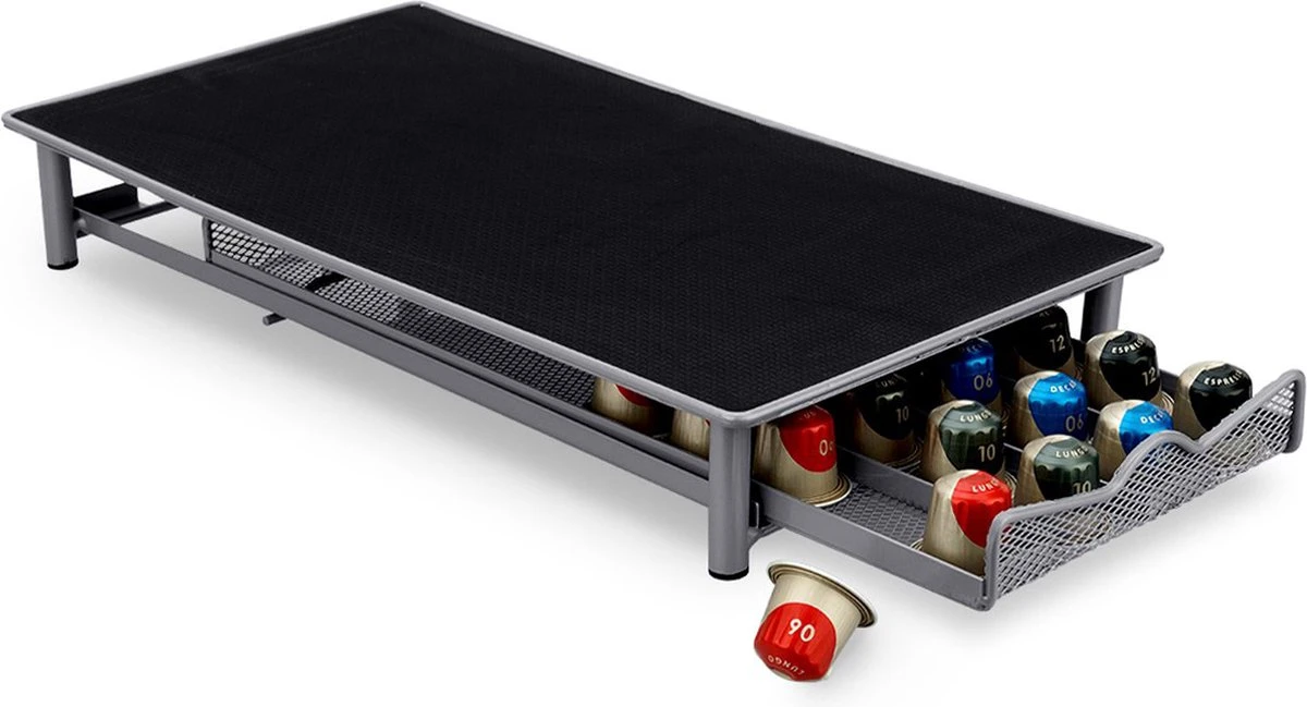 Capsulehouder Met Lade - Geschikt Voor Nespresso Koffiecups - 40 Capsules - Plateau Voor Koffiecupmachine – Zilver/grijs 3 Capsulehouder Met Lade - Geschikt Voor Nespresso Koffiecups - 40 Capsules - Plateau Voor Koffiecupmachine – Zilver/grijs
