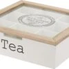 Excellent Houseware MDF En Beechwood Houten Theedoos Wit 9-vaks 24 X 24 X 7 Cm - Theedozen/theekisten -Koffieverkoopwinkel 1200x679