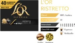 L'OR Espresso Ristretto Koffiecups - Intensiteit 11/12 - 4 X 40 Capsules -Koffieverkoopwinkel 1200x691 1