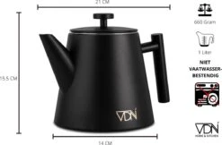 VDN RVS Theepot Dubbelwandig Met Filter - Zwarte Theekan 1 Liter - 902 17 VDN RVS Theepot Dubbelwandig Met Filter - Zwarte Theekan 1 Liter - 902 -Koffieverkoopwinkel 1200x785 1