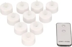 LED Theelichtjes/waxinelichtjes/kaarsjes Geel Vlameffect Met Afstandsbediening 10 Stuks - Kunststof Waxinelichtjes