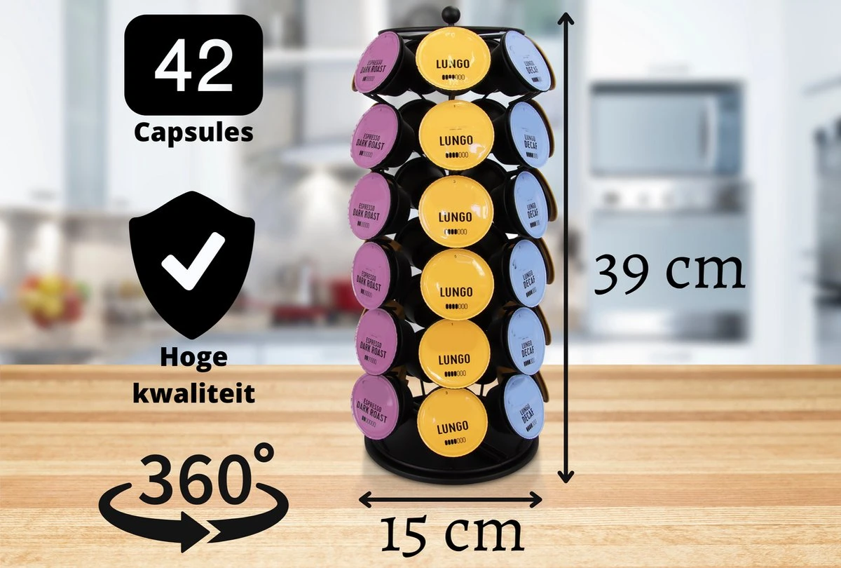 Dolce Gusto Capsulehouder - Zwart - Metaal - Draaibaar - Koffiecups Houder - 42 Cups 8 Dolce Gusto Capsulehouder - Zwart - Metaal - Draaibaar - Koffiecups Houder - 42 Cups - Afbeelding 6