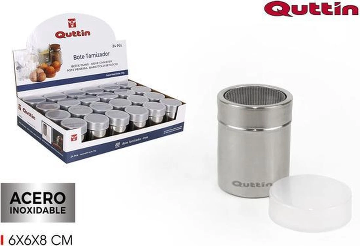 Zeef Quttin - Cacaostrooier - Bloemsuiker Strooier - Roestvrij Staal 4 Zeef Quttin - Cacaostrooier - Bloemsuiker Strooier - Roestvrij Staal - Afbeelding 2