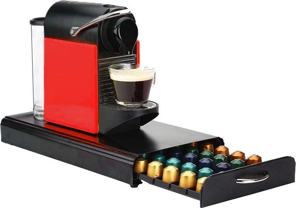 Luxe Nespresso Capsule Houder Met Lade - Espresso Koffie Pad En Cups Houder - 50 Capsules 3 Luxe Nespresso Capsule Houder Met Lade - Espresso Koffie Pad En Cups Houder - 50 Capsules