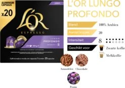 L'OR Lungo Profondo Koffiecups - Intensiteit 8/12 - 10 X 20 Capsules -Koffieverkoopwinkel 1200x852