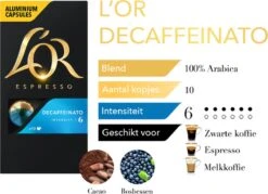 L'OR Espresso Decaffeinato Koffiecups - Intensiteit 6/12 - 10 X 10 Capsules 19 L'OR Espresso Decaffeinato Koffiecups - Intensiteit 6/12 - 10 X 10 Capsules -Koffieverkoopwinkel 1200x868 2