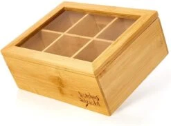 Bambuswald© Houten Theedoos Met 6 Vakken Gemaakt Van 100% Duurzame Bamboe -Koffieverkoopwinkel 1200x888