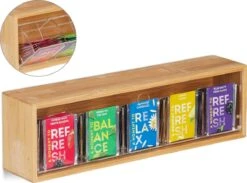 Relaxdays Theedoos 5 Vaks - Theekist - Theezakjeshouder - Bamboe - Voor Ca. 10 Theezakjes 22 Relaxdays Theedoos 5 Vaks - Theekist - Theezakjeshouder - Bamboe - Voor Ca. 10 Theezakjes -Koffieverkoopwinkel 1200x889