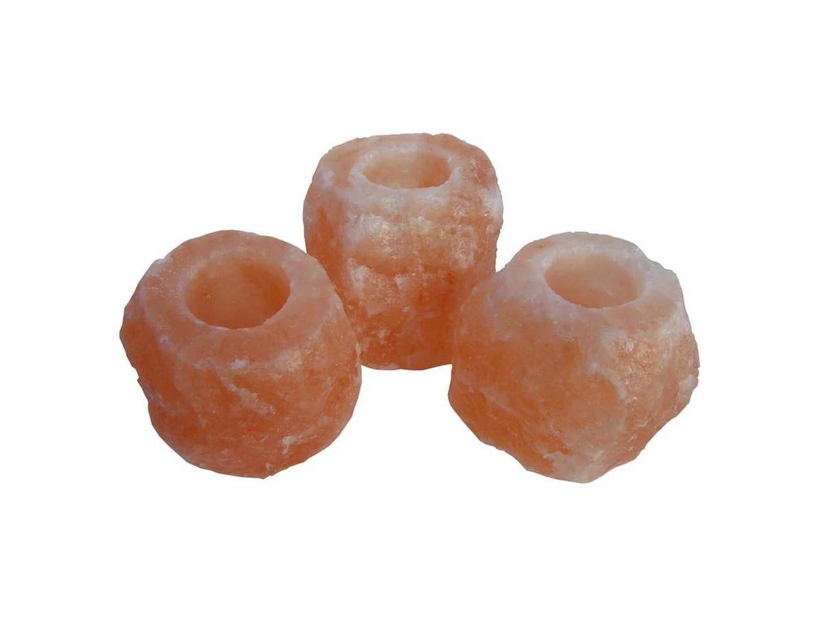 Himalaya Zoutsteen Theelichthouder Natural (Set Van 3 Stuks) 4 Himalaya Zoutsteen Theelichthouder Natural (Set Van 3 Stuks) - Afbeelding 2