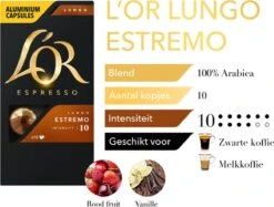 L'OR Lungo Estremo Koffiecups - Intensiteit 10/12 - 10 X 10 Capsules -Koffieverkoopwinkel 1200x907 1