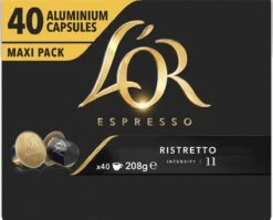 L'OR Espresso Ristretto Koffiecups - Intensiteit 11/12 - 4 X 40 Capsules -Koffieverkoopwinkel 1200x965 2