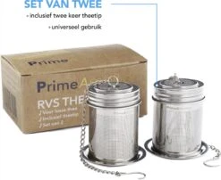 PrimeAmbition - 2 Stuks Theezeef En Theetip Voor Losse Thee - Extra Fijne Filter - Thee Ei Set Met Schoteltje Voor Theezakjes -Koffieverkoopwinkel 1200x980
