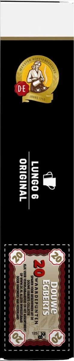 Douwe Egberts Lungo Original Koffiecups - Intensiteit 6/12 - 10 X 20 Capsules 18 Douwe Egberts Lungo Original Koffiecups - Intensiteit 6/12 - 10 X 20 Capsules -Koffieverkoopwinkel 249x1200
