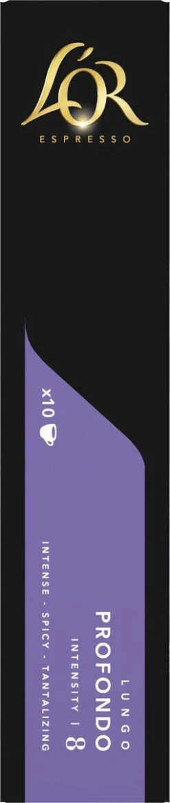 L'OR Lungo Profondo Koffiecups - Intensiteit 8/12 - 10 X 10 Capsules -Koffieverkoopwinkel 255x1200 6