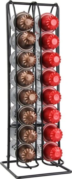 Niceey Capsule Houder - Cuphouder Voor Nespresso - 32 Capsules - RVS - Zwart -Koffieverkoopwinkel 486x1200