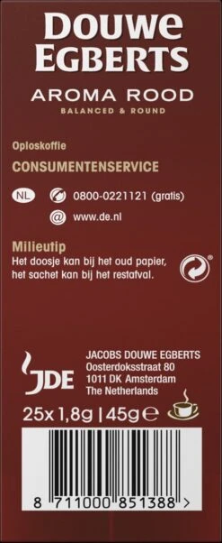 Douwe Egberts Aroma Rood Sticks Oploskoffie - 6 X 25 Zakjes -Koffieverkoopwinkel 492x1200 2