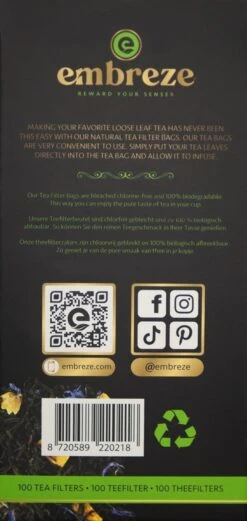Embreze Theefilter Voor Losse Thee | 100% Chloorvrij | 100 Theefilters 10 Embreze Theefilter Voor Losse Thee | 100% Chloorvrij | 100 Theefilters -Koffieverkoopwinkel 569x1200 1
