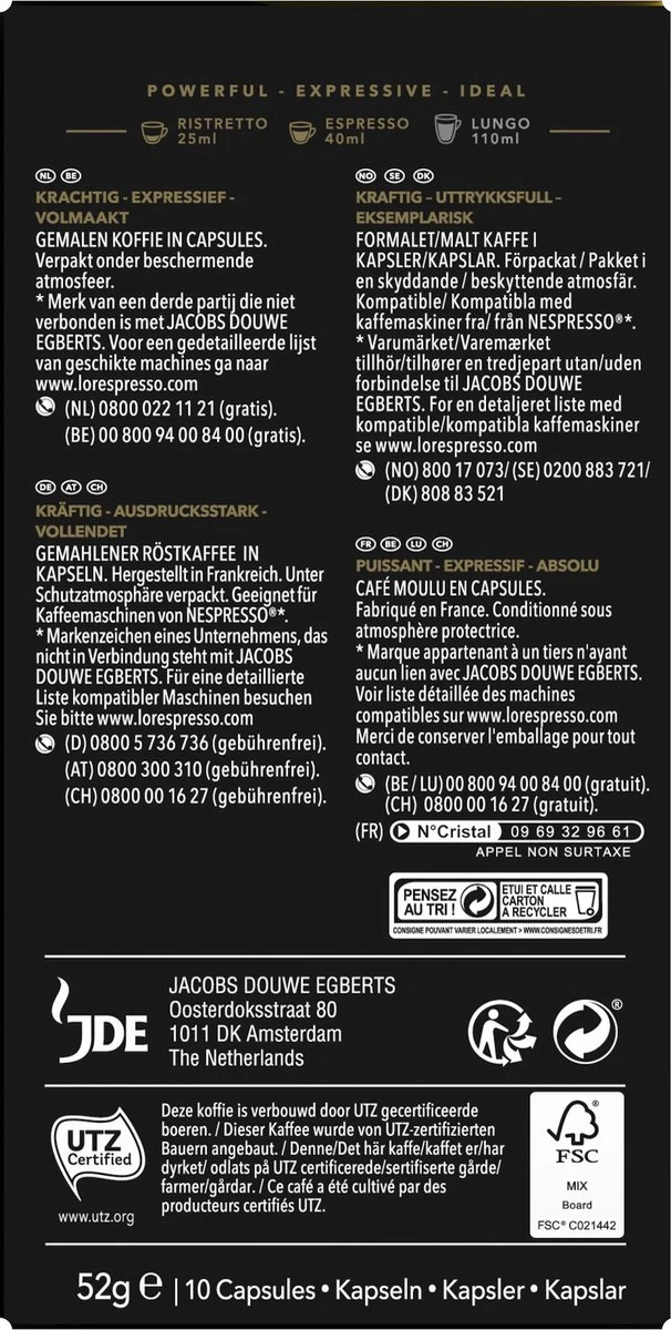 L'OR Espresso Ristretto (11) - 10 X 10 Koffiecups 4 L'OR Espresso Ristretto (11) - 10 X 10 Koffiecups - Afbeelding 2