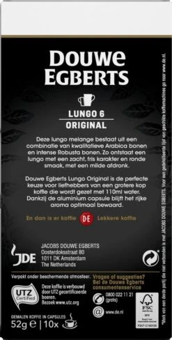 Douwe Egberts Lungo Original Koffiecups - Intensiteit 6/12 - 10 X 10 Capsules -Koffieverkoopwinkel 607x1200 13