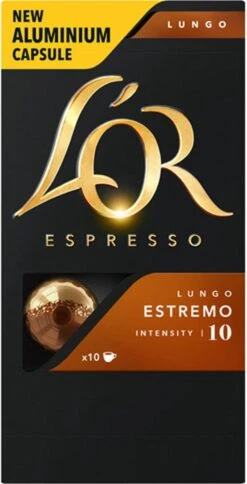 L'OR Lungo Estremo Koffiecups - Intensiteit 10/12 - 10 X 10 Capsules -Koffieverkoopwinkel 612x1200 1