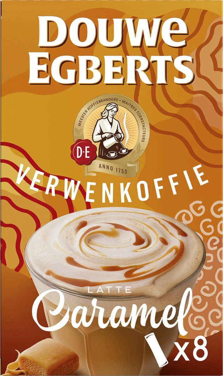 Douwe Egberts Verwenkoffie Latte Caramel Oploskoffie - 5 X 8 Zakjes 4 Douwe Egberts Verwenkoffie Latte Caramel Oploskoffie - 5 X 8 Zakjes - Afbeelding 2