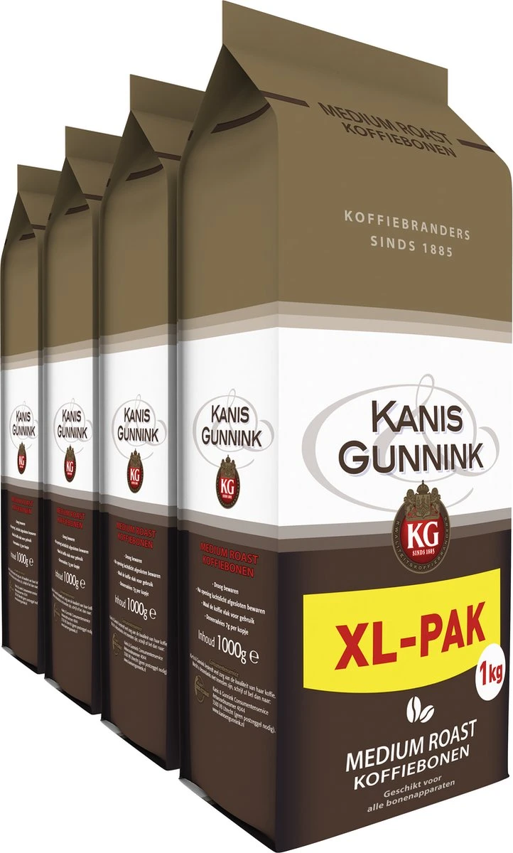 Kanis & Gunnink Medium Roast Koffiebonen - 4 X 1000 Gram - Voordeelverpakking 3 Kanis & Gunnink Medium Roast Koffiebonen - 4 X 1000 Gram - Voordeelverpakking