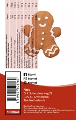 Fitcy | Koffiesiroop | Gingerbread | Barista Syrup | Zero | Vegan | Vetvrij | Suikervrij | Keto-vriendelijk | Koffie | Siroop | MET DOSEERPOMP | 1L -Koffieverkoopwinkel 759x1200