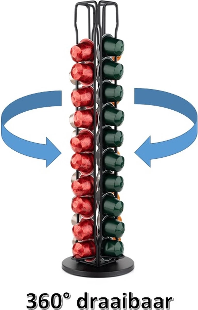 Merkloos Capsulehouder - Nespresso - Cuphouder - Voor 40 Cups -Koffiecups Houder - Zwart - 360° Draaibaar 6 Merkloos Capsulehouder - Nespresso - Cuphouder - Voor 40 Cups -Koffiecups Houder - Zwart - 360° Draaibaar - Afbeelding 4
