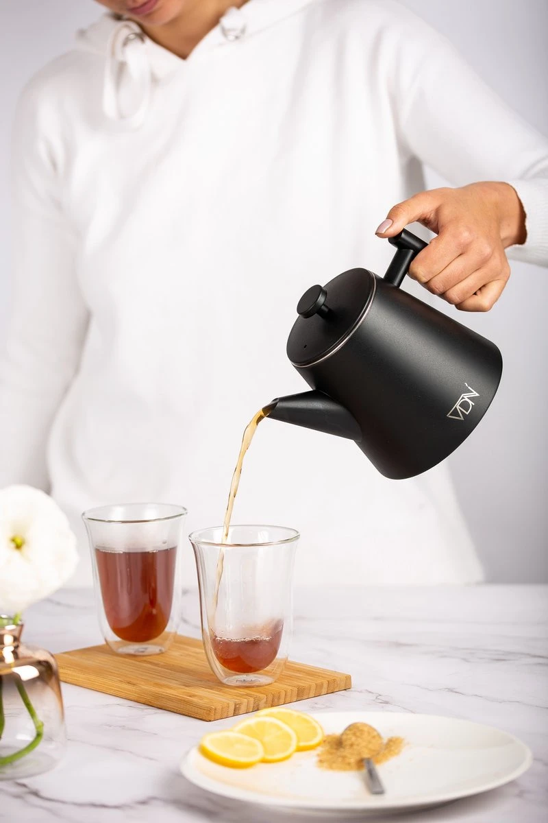 VDN RVS Theepot Dubbelwandig Met Filter - Zwarte Theekan 1 Liter - 902 11 VDN RVS Theepot Dubbelwandig Met Filter - Zwarte Theekan 1 Liter - 902 - Afbeelding 9