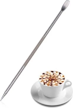 Merkloos Barista - Latte Art Pen - RVS - Cappuccino Decoratie Pencil - Koffie Sjablonen Maken - Koffie Art - Zilver