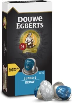 Douwe Egberts Lungo Decaf Koffiecups - Intensiteit 6/12 - 10 X 10 Capsules -Koffieverkoopwinkel 836x1200