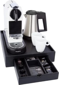 Hospitality Tray Roootz Napoli | Capsulehouder Nespresso| Koffie Tray | Zwart Kunstleer | -Koffieverkoopwinkel 841x1200