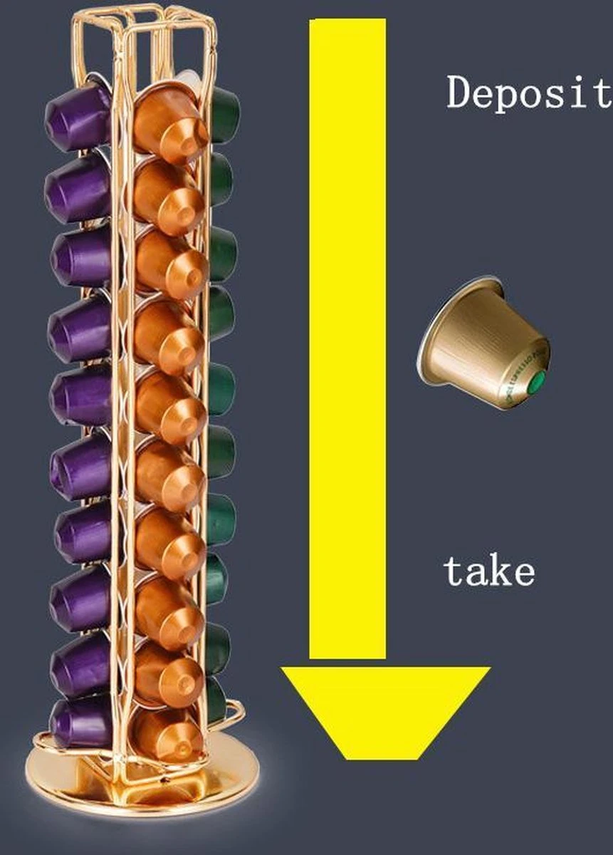 TDR-Draaibare Capsulehouder - Geschikt Voor Nespresso En Compatible Capsules - 40 Stuks -goud 10 TDR-Draaibare Capsulehouder - Geschikt Voor Nespresso En Compatible Capsules - 40 Stuks -goud - Afbeelding 8