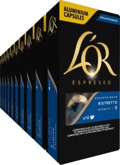 Koffieverkoopwinkel 22 L'OR Espresso Ristretto Decaffeinato - Intensiteit 9/12 - 10 X 10 Capsules