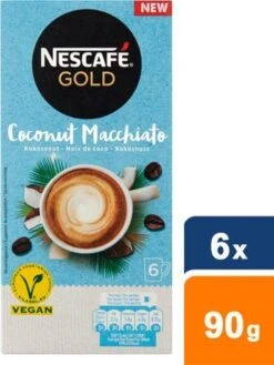 Nescafé Gold Coconut Macchiato Oploskoffie - 6 Doosjes à 6 Zakjes -Koffieverkoopwinkel 901x1200