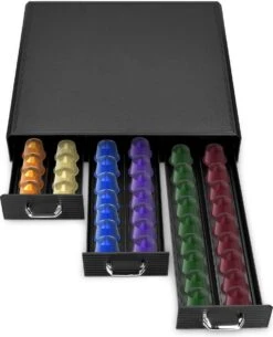 Navaris Espresso Capsulehouder Met Lades - Koffiecuphouder Met 3 Lades - Opbergbox Geschikt Voor Nespresso Cups - 48 Koffiecups - Zwart -Koffieverkoopwinkel 973x1200